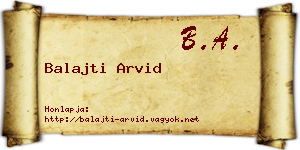 Balajti Arvid névjegykártya
